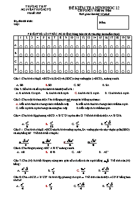 Đề kiểm tra Hình học 12 - Chương I Khối đa diện - Mã đề 001